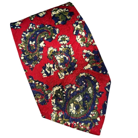 Abercrombie & Fitch Vintage 80’s/ 90’s Paisley All Silk Red Tie Made In The USA - Picture 5 of 5